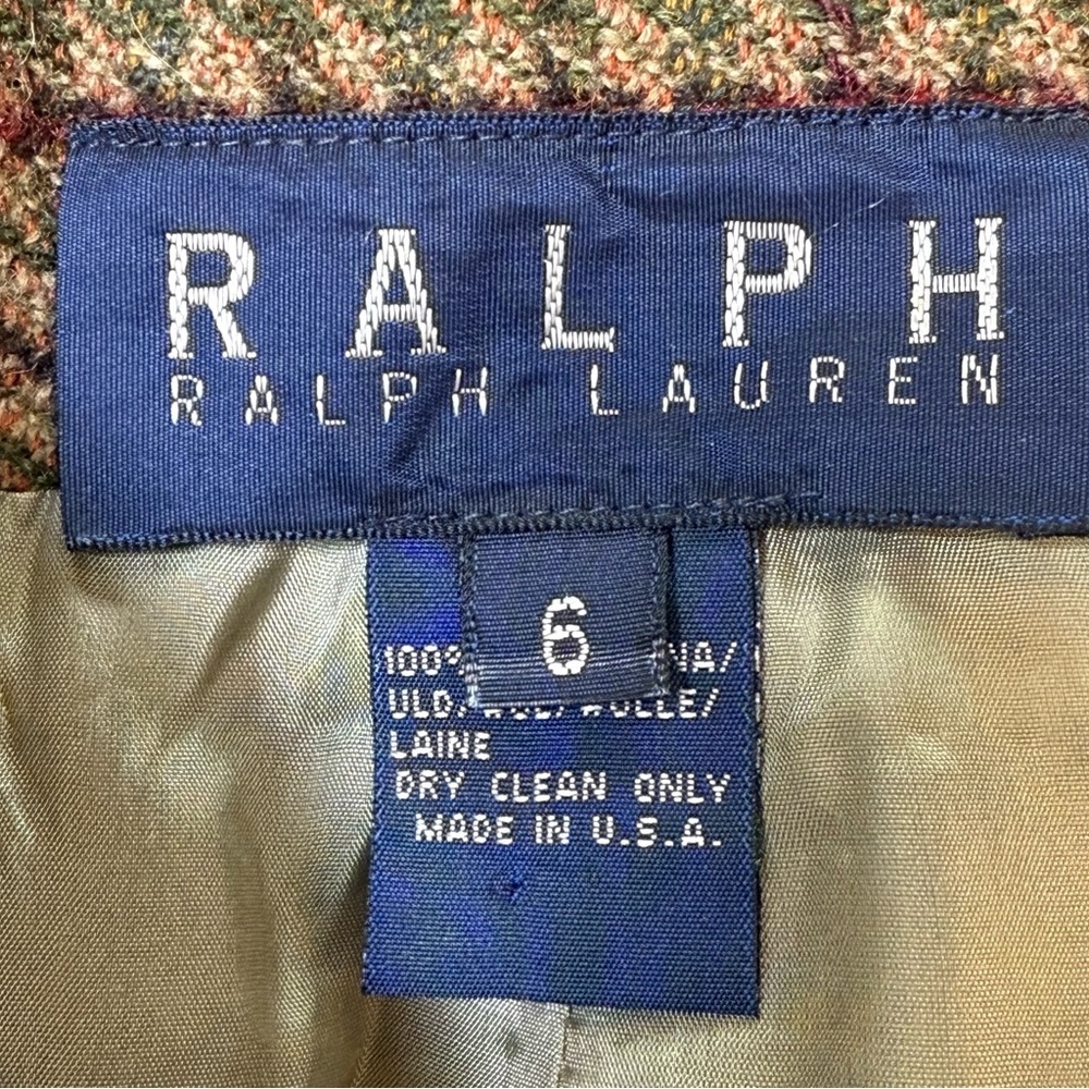 Ralph Lauren Olive Green Plaid Pencil Skirt with Subtle Burgundy Accents - Picture 5 of 10